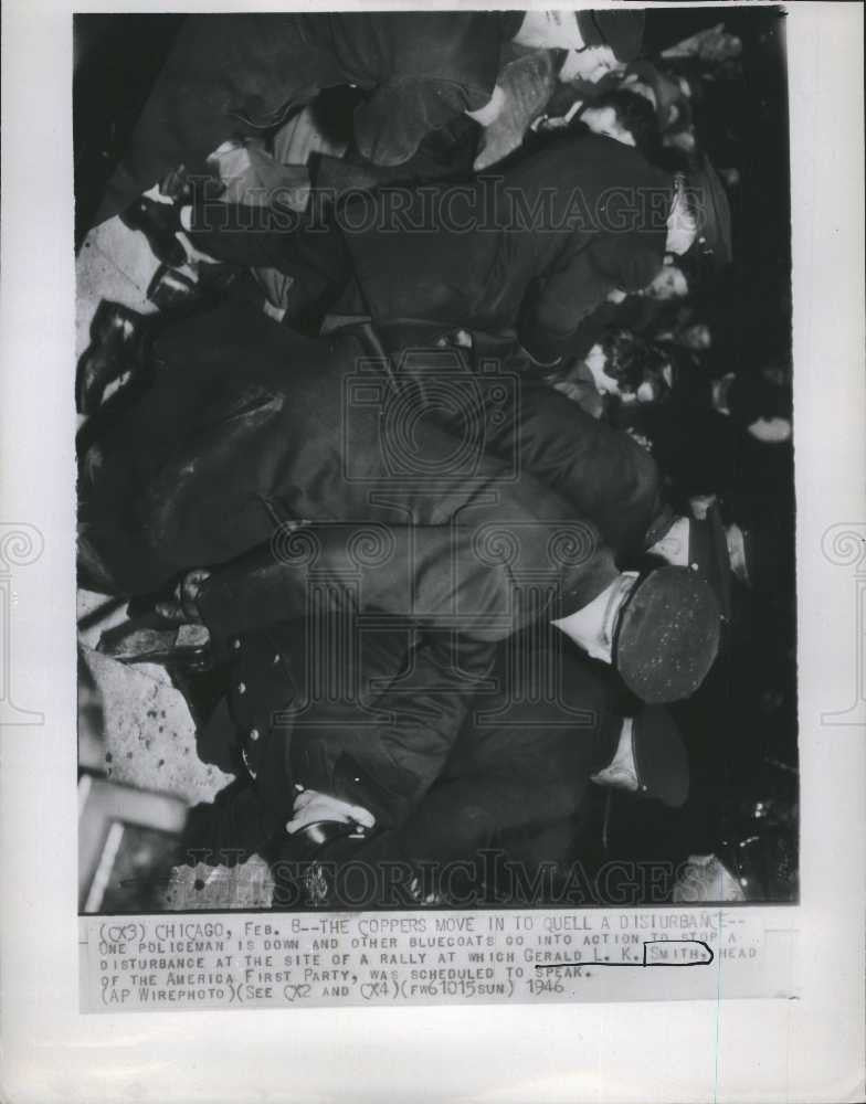 1948 Press Photo Gerald LK Smith, rally, disturbance - Historic Images
