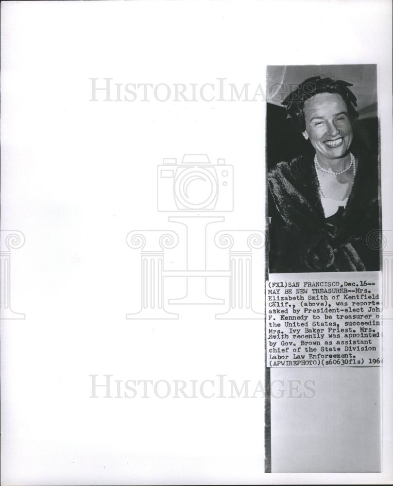 1960 Press Photo Mrs. Elizabeth Smith - Historic Images