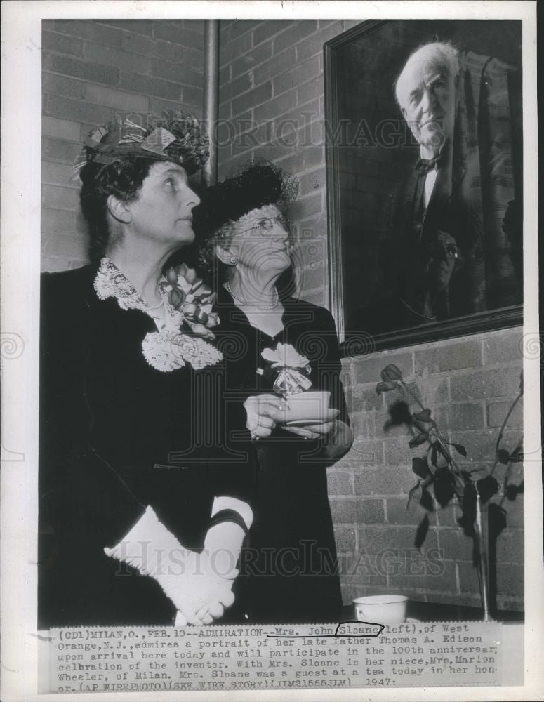 1947 Press Photo Mrs. John Sloane daughter T. A. Edison - Historic Images