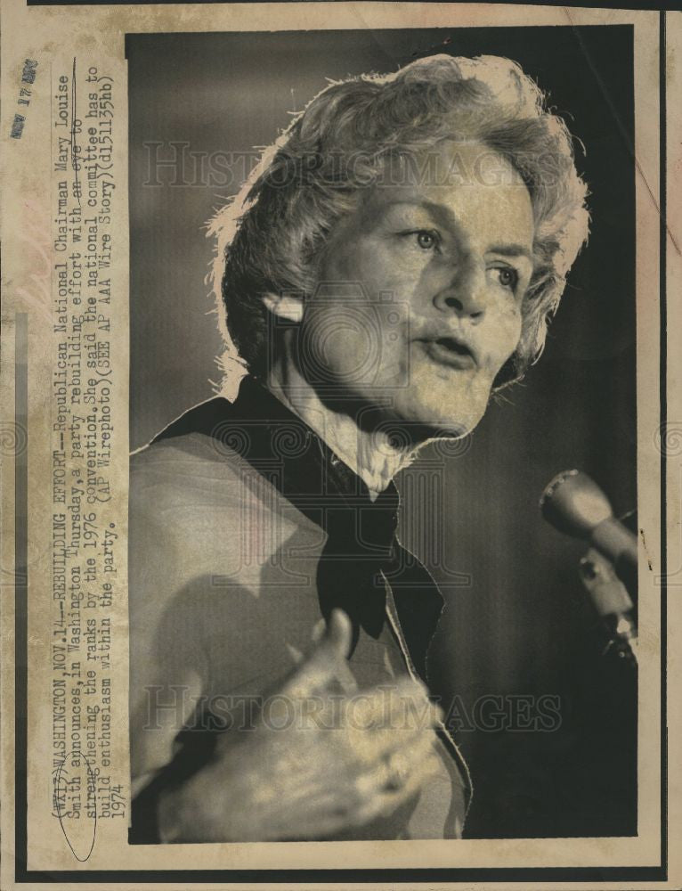 1976 Press Photo Mary Louise Smith Chairman Republican - Historic Images