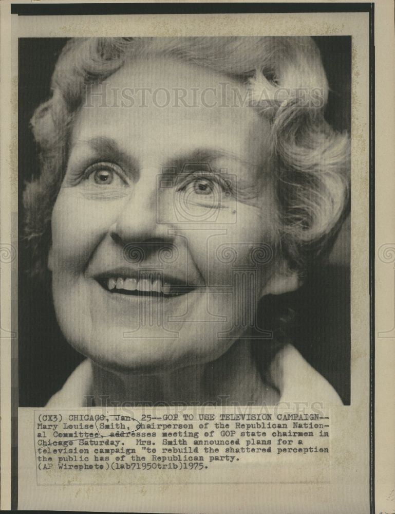 1975 Press Photo Mary Louise Smith Republican Chair - Historic Images