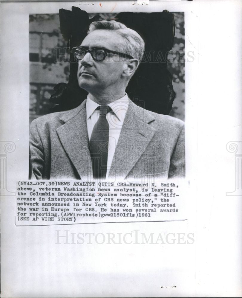 1961 Press Photo Howard K Smith Washington News Analyst - Historic Images