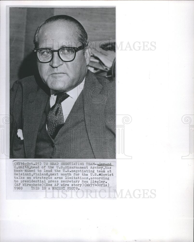 1969 Press Photo Gerard C Smith SALTS U S Delegate - Historic Images