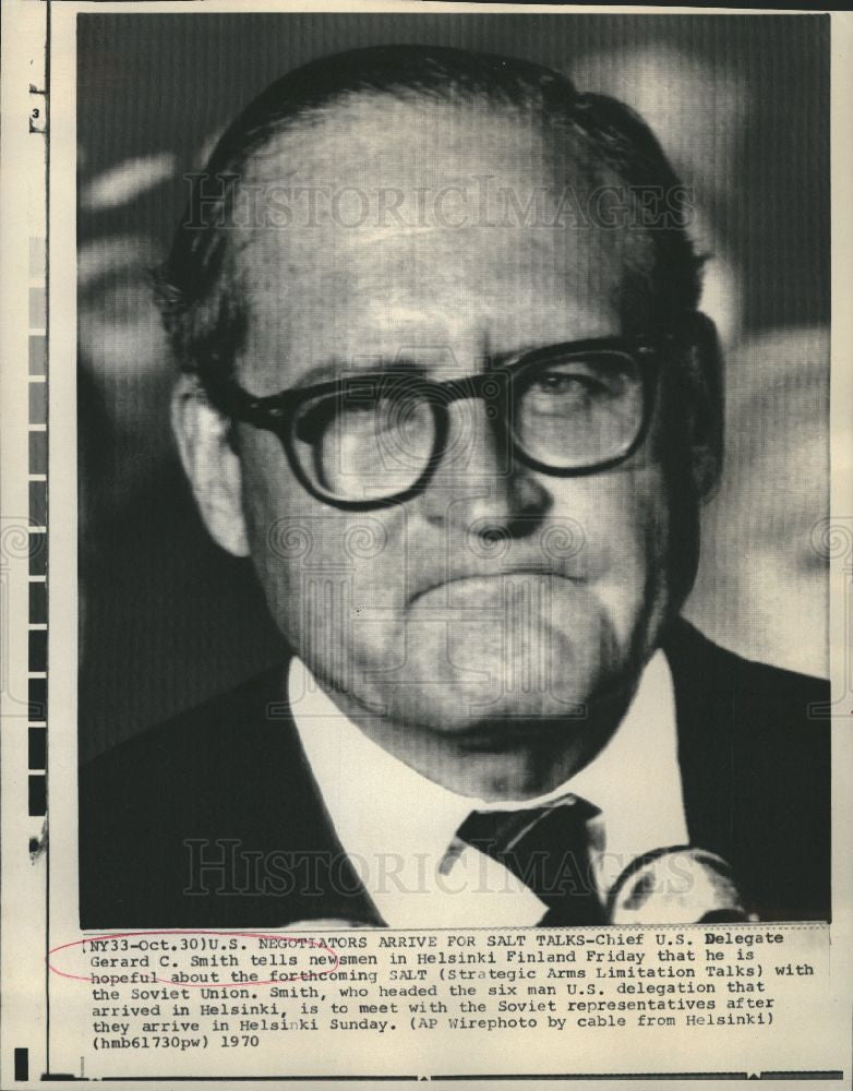 1970 Press Photo Gerard C Smith SALTS U S Delegate - Historic Images