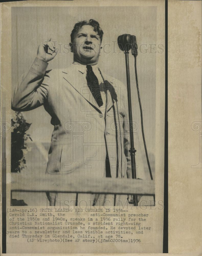 1976 Press Photo Gerald L K Smith Politician Clergyman - Historic Images