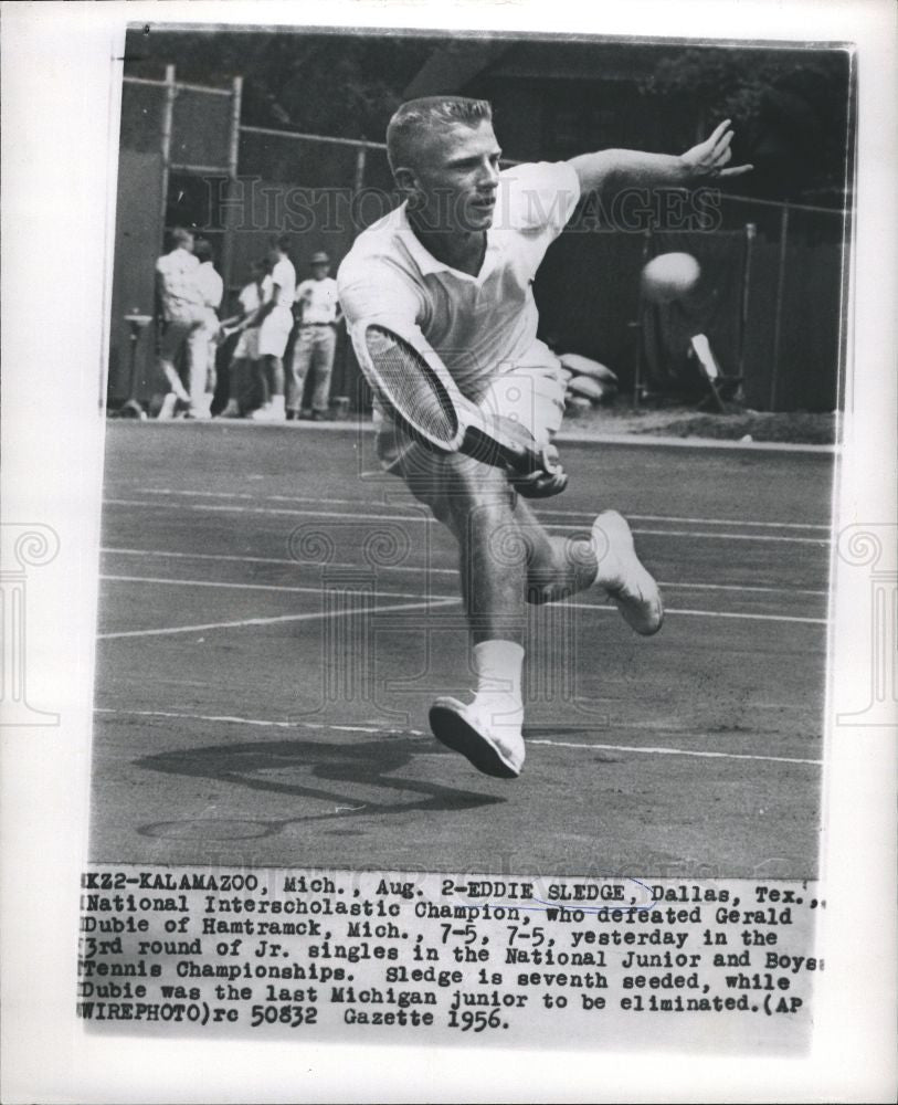 1956 Press Photo Eddie Sledge tennis champion - Historic Images