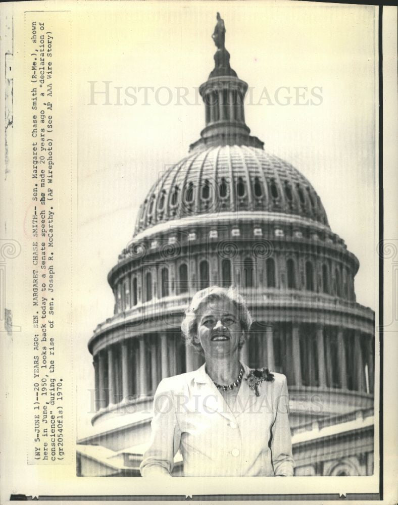 1970 Press Photo Margaret Chase Smith Speech McCarthy - Historic Images