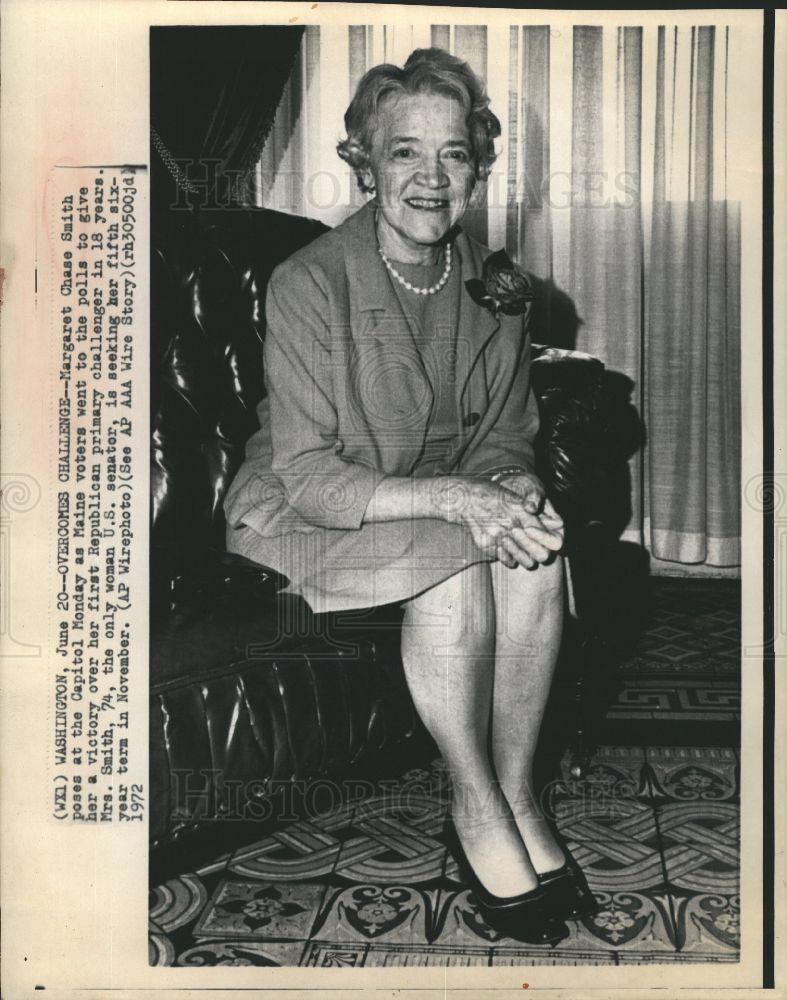 1972 Press Photo Margaret Chase Smith Female Senator - Historic Images