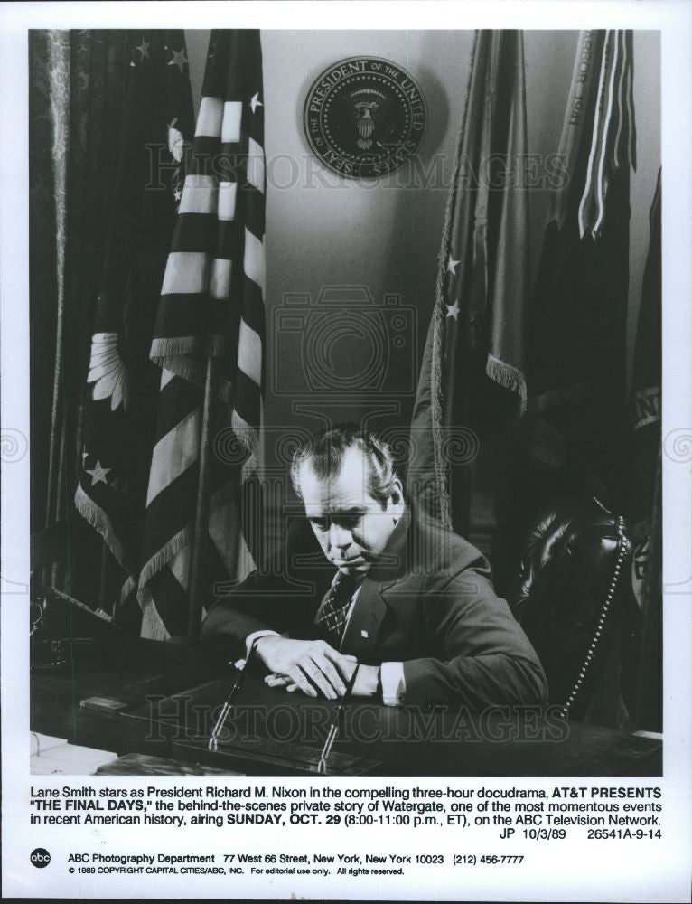 1989 Press Photo Lane Smith Actor President Nixon - Historic Images