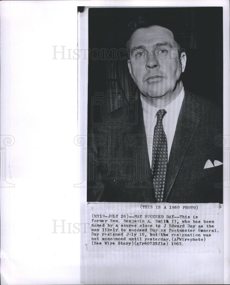 1963 Press Photo Benjamin Atwood Smith II senator us - Historic Images