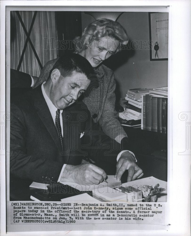 1961 Press Photo Senator Benjamin Smith Massachusetts - Historic Images