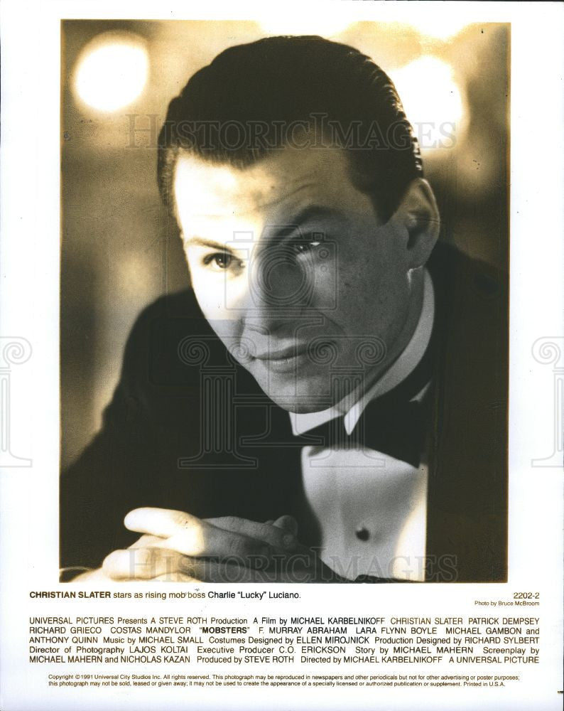 1991 Press Photo christian slater actor Mobsters movie - Historic Images