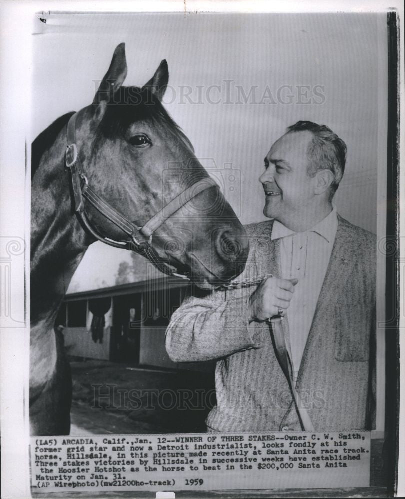 1959 Press Photo C.W. Smith 3 Stakes Winner Hillsdale - Historic Images