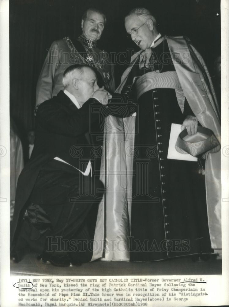 1938 Press Photo Alfred E. Smith, Pope Pius XI - Historic Images