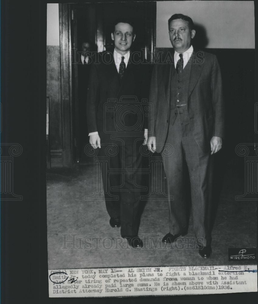 1936 Press Photo Alfred Smith Harold Hastings Blackmail - Historic Images
