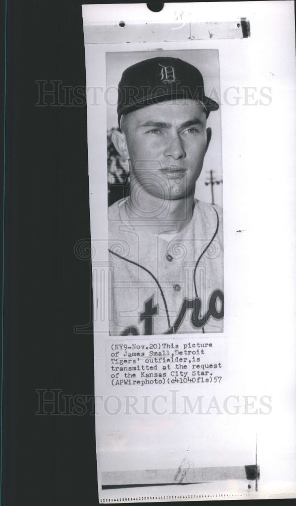 1957 Press Photo James Small Detroit Tigers' outfielder - Historic Images