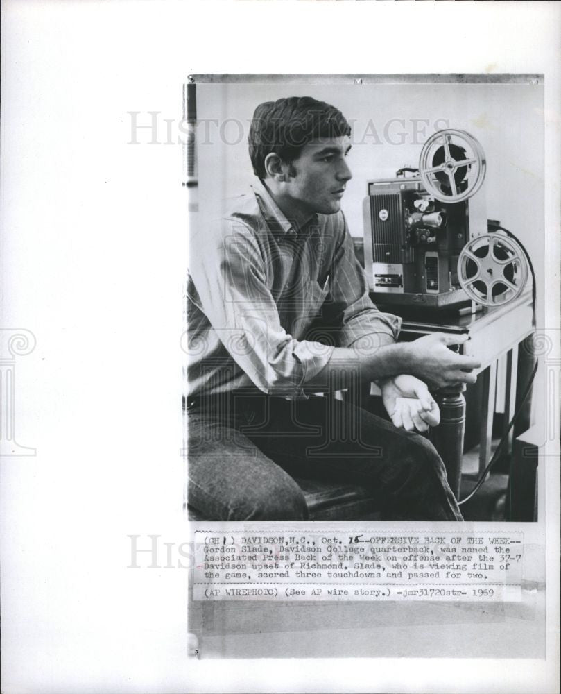 1969 Press Photo Gordon Slade, Davidson College - Historic Images