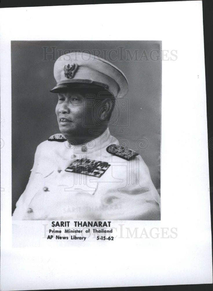 1962 Press Photo SARIT THANARAT Prime Minister Thailand - Historic Images