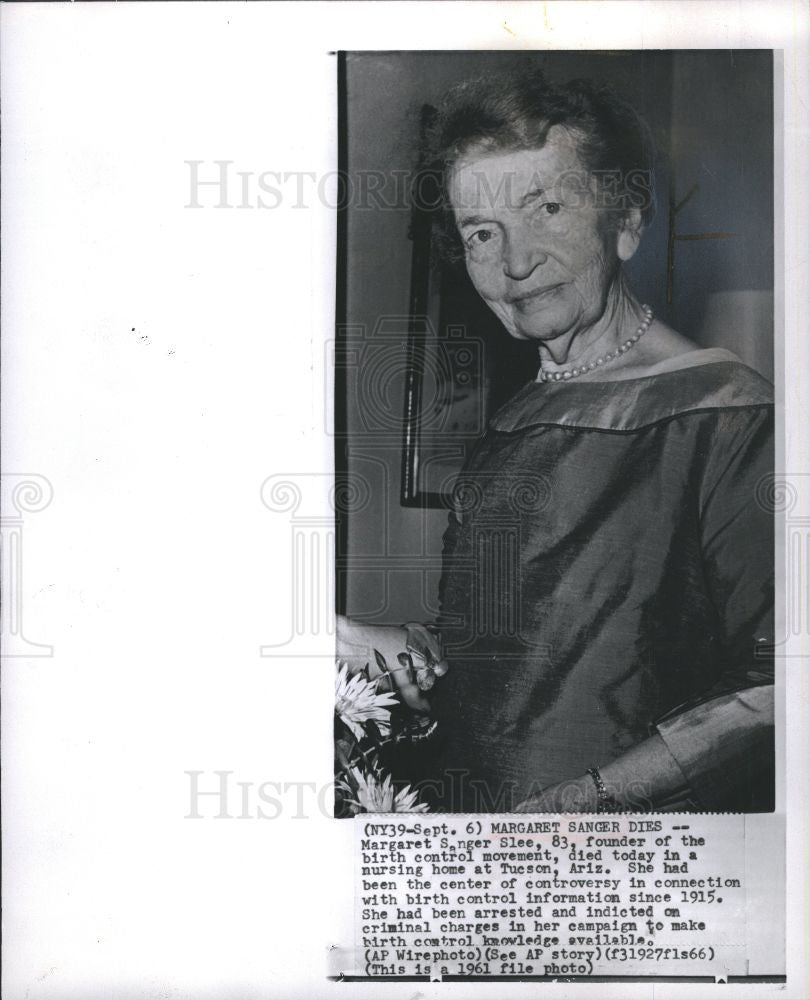 1966 Press Photo Margaret Sanger Slee social activist - Historic Images