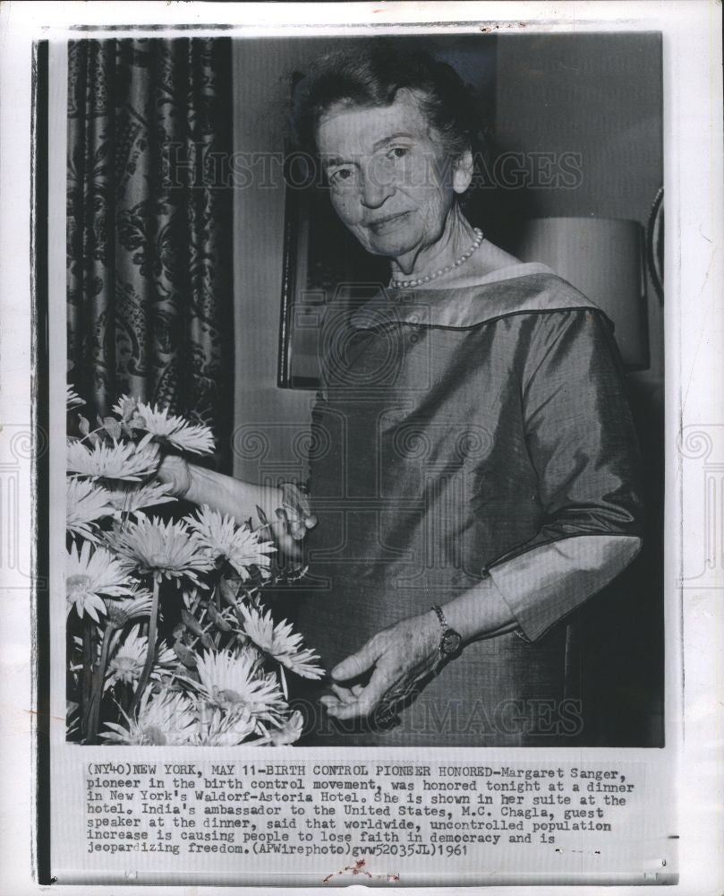 1961 Press Photo Margaret Sanger birth control movement - Historic Images