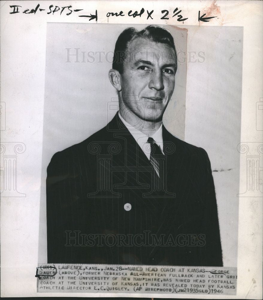1954 Press Photo George Sauer Football Coach Kansas - Historic Images