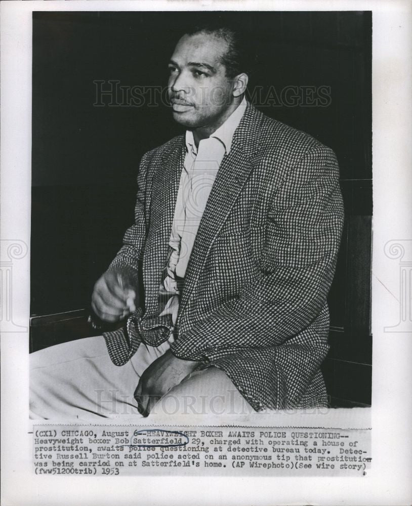 1953 Press Photo Bob Satterfield Heavyweight Boxer - Historic Images