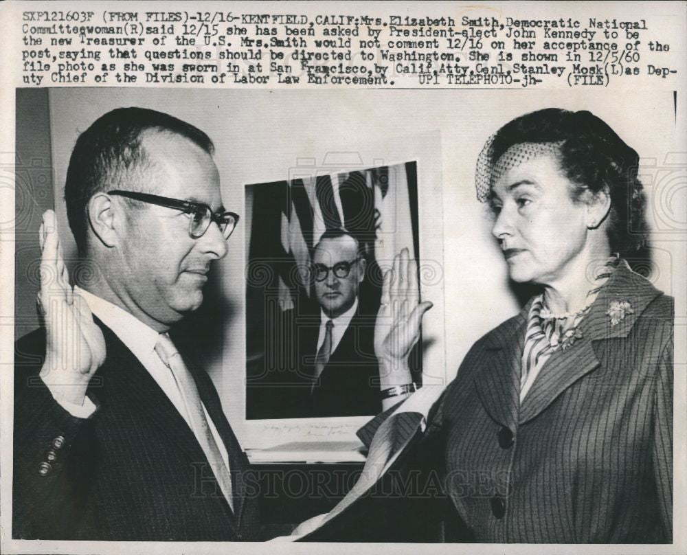 1960 Press Photo Elizabeth Smith U.S.Treasurer Democrat - Historic Images