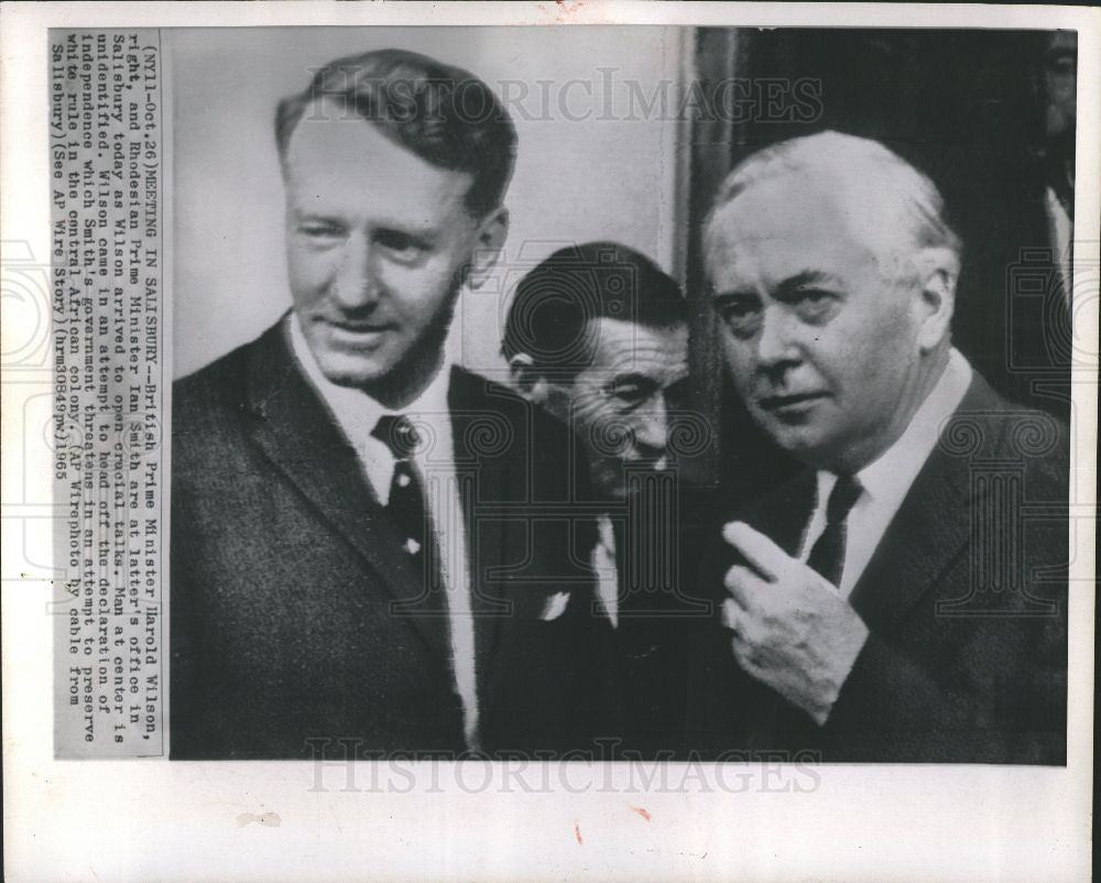 1965 Press Photo Prime Ministers Smith and Wilson 1965 - Historic Images