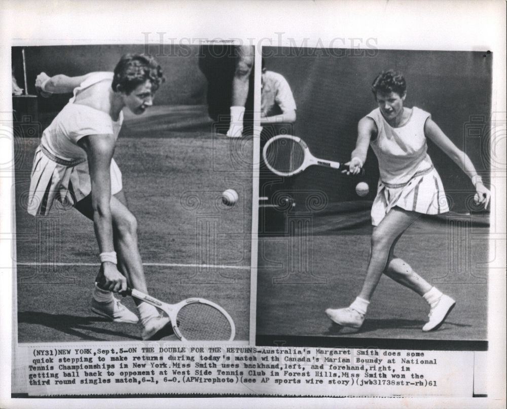 1961 Press Photo Margaret Smith Marian Boundy Tennis - Historic Images