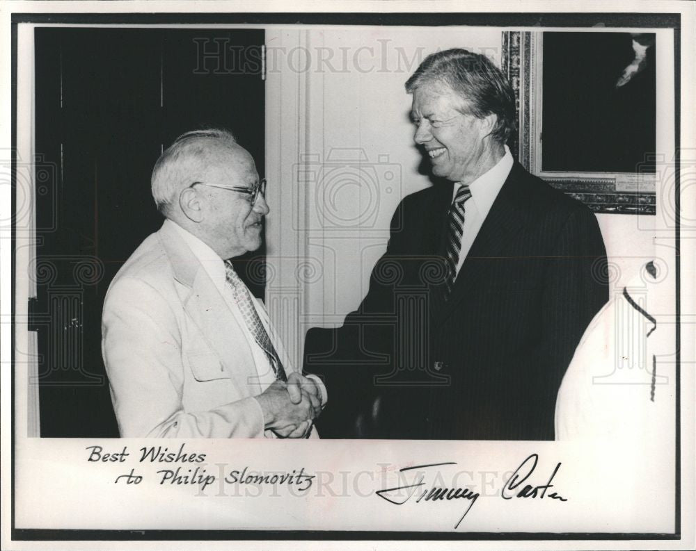 1984 Press Photo Jimmy Carter Philip Slomovitz - Historic Images