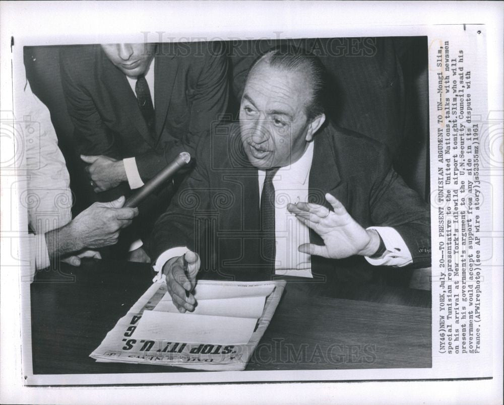 1961 Press Photo Mongi Slim Tunisian diplomat UN - Historic Images