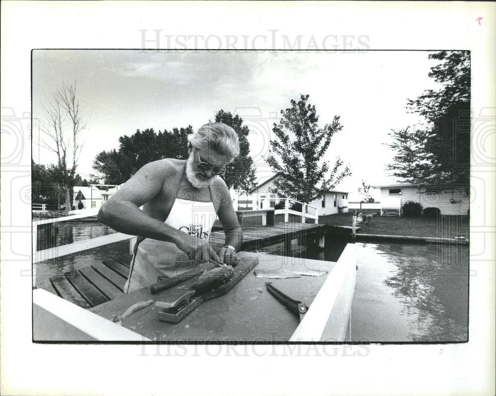 1985 Press Photo Roy Slade Harsen&#39;s Island retreat - Historic Images