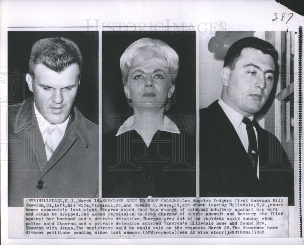 1963 Press Photo LA Dodgers Skowron Files Divorce - Historic Images