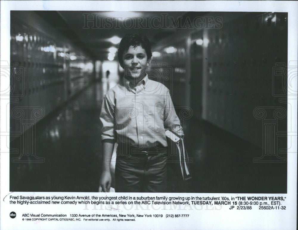 1988 Press Photo Fred Savage actor comedy ABC Wonder - Historic Images