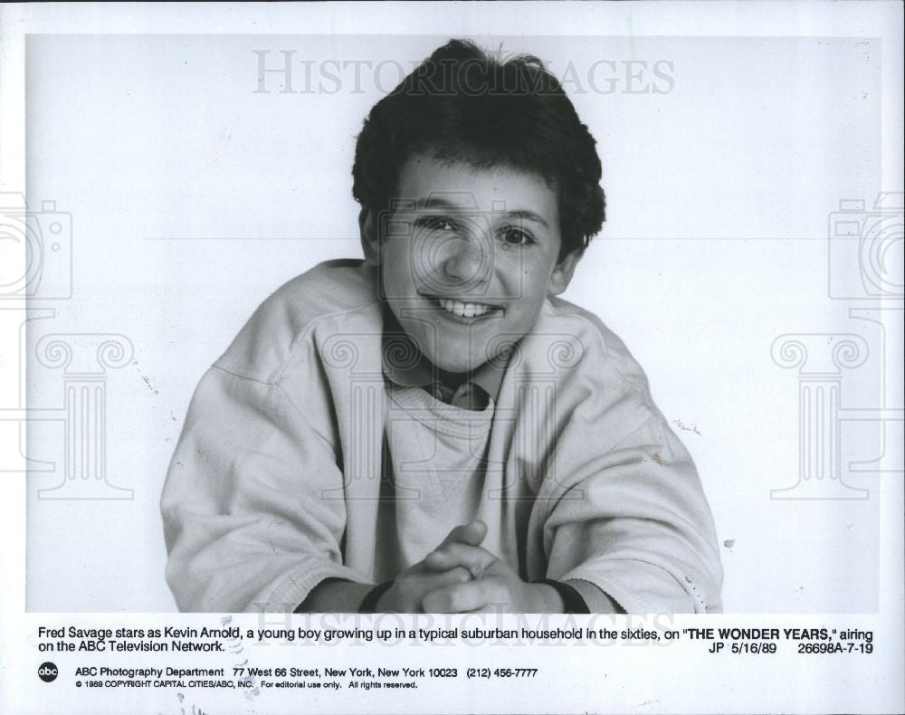 1989 Press Photo Fred Savage, THE WONDER YEARS - Historic Images