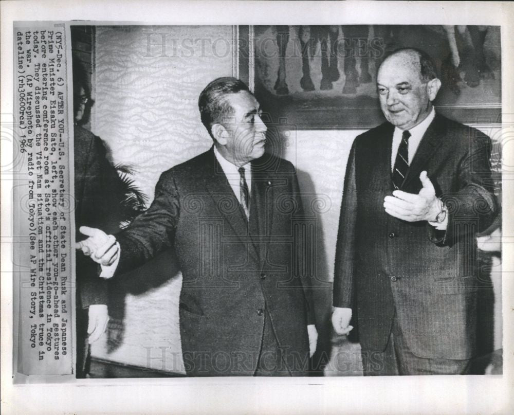 1966 Press Photo Eisaku Sato Japanese Prime Minister - Historic Images