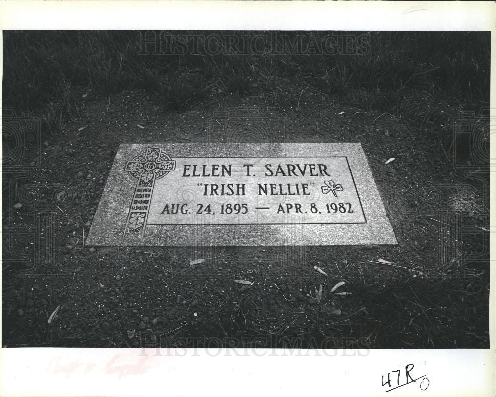 1985 Press Photo Irish Nellie Sarver tombstone - Historic Images