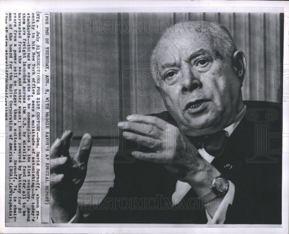 1965 Press Photo David Sarnoff American businessman NBC - Historic Images