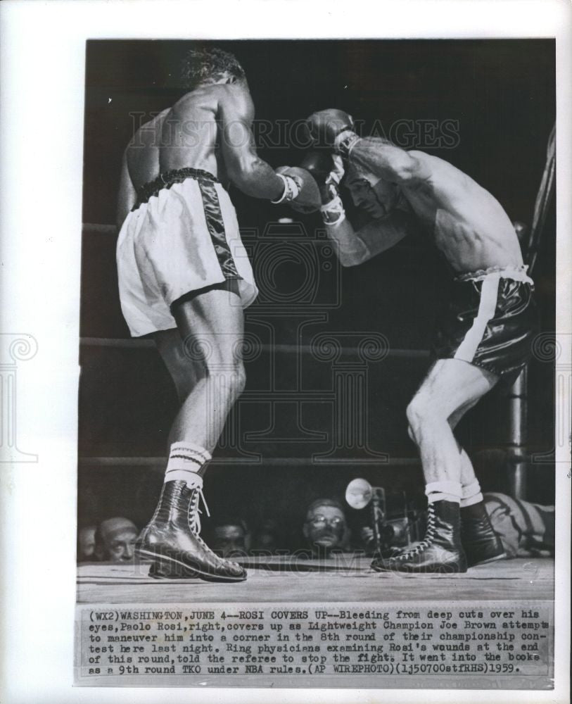 1959 Press Photo Paolo Rosi Joe Brown Boxing Washington - Historic Images