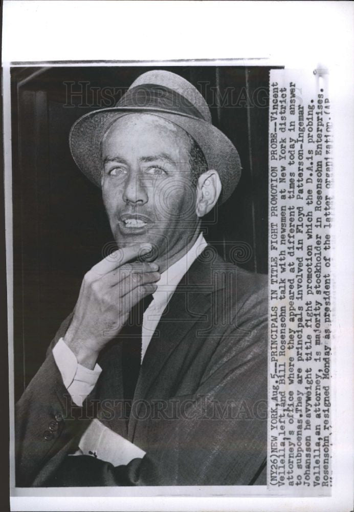 1960 Press Photo Vincent Vellella fight promoter - Historic Images