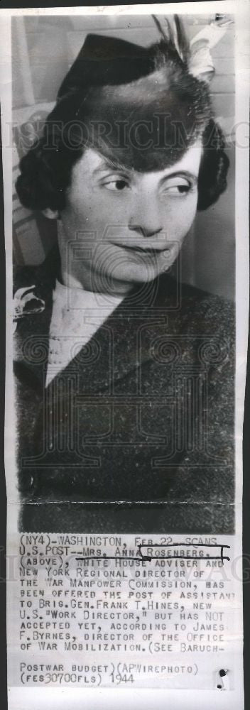 Press Photo Anna Marie Rosenberg, World War II - Historic Images