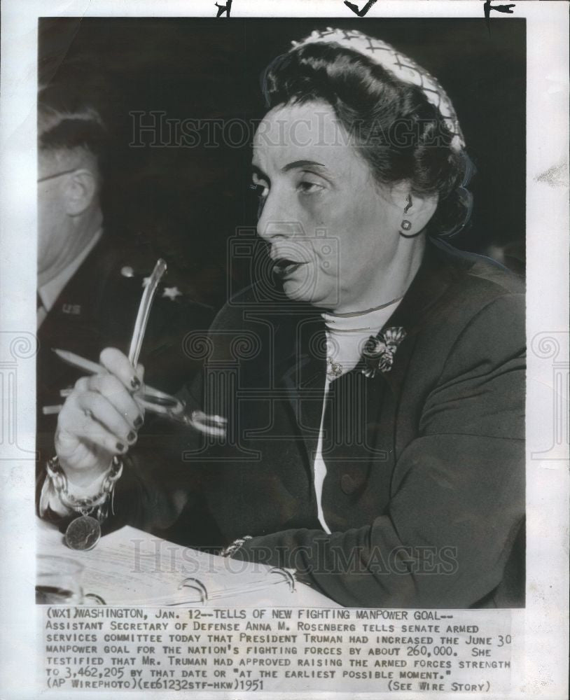 1951 Press Photo anna rosenberg, president truman - Historic Images