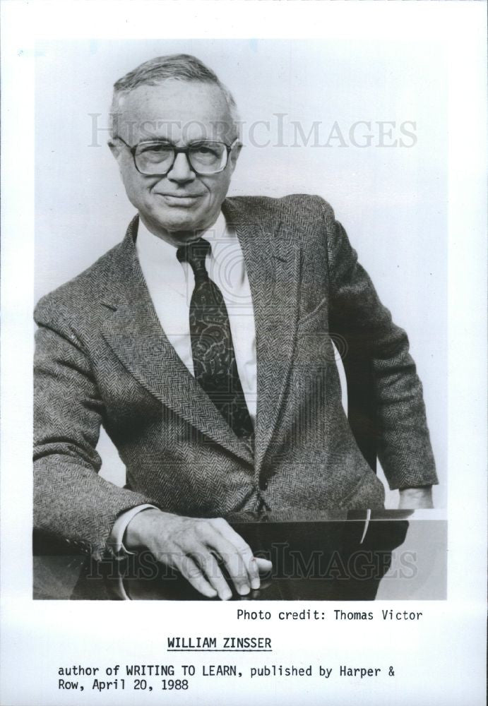 1988 Press Photo William Zinsser writer author editor - Historic Images