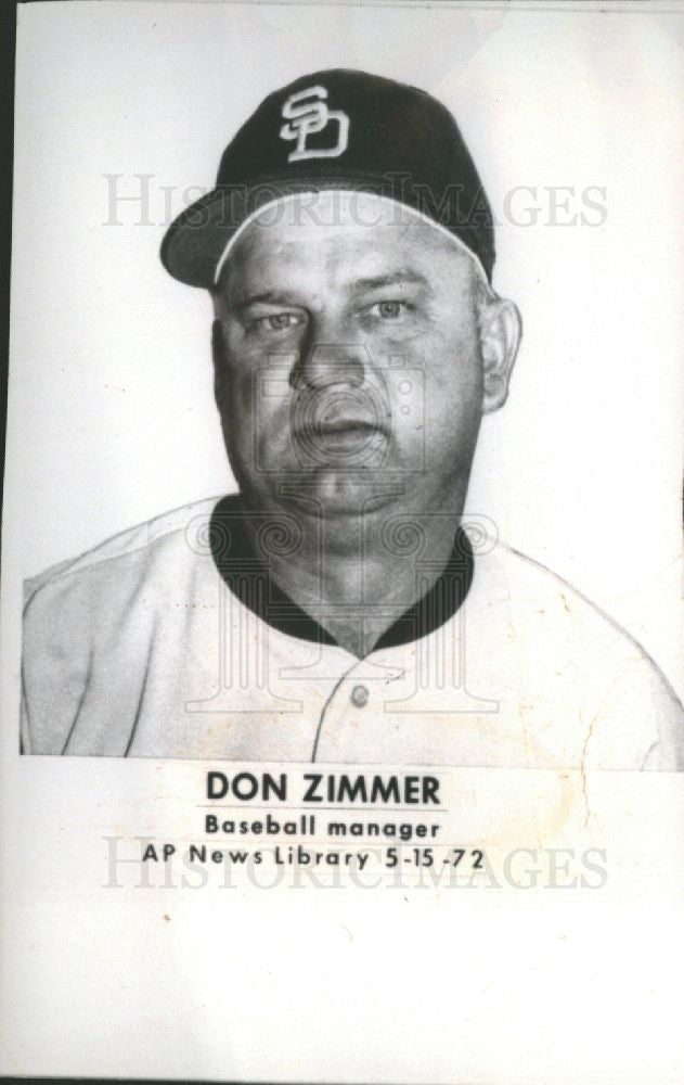 1972 Press Photo Don Zimmer Baseball - Historic Images