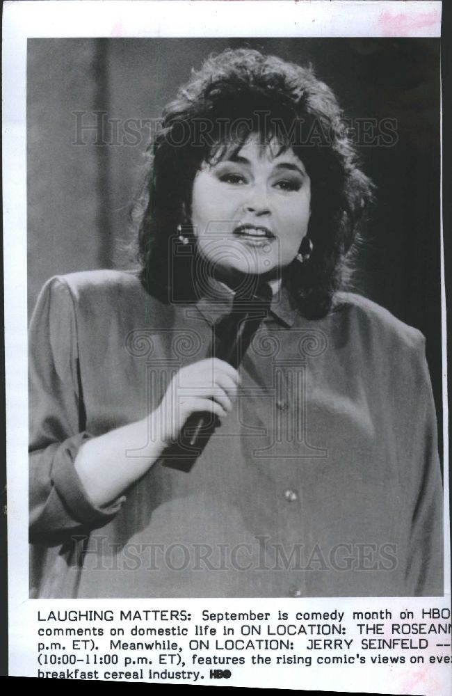 1989 Press Photo Rosanne Barr On Location HBO - Historic Images