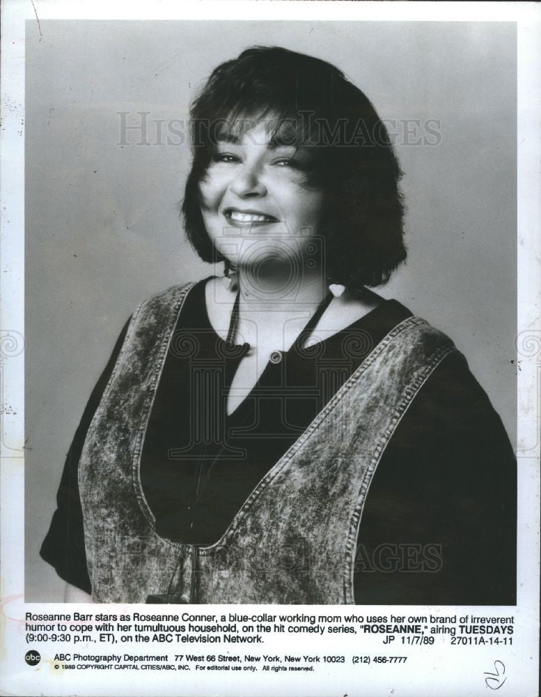 1989 Press Photo Roseanne Barr ABC TV comedy actress - Historic Images