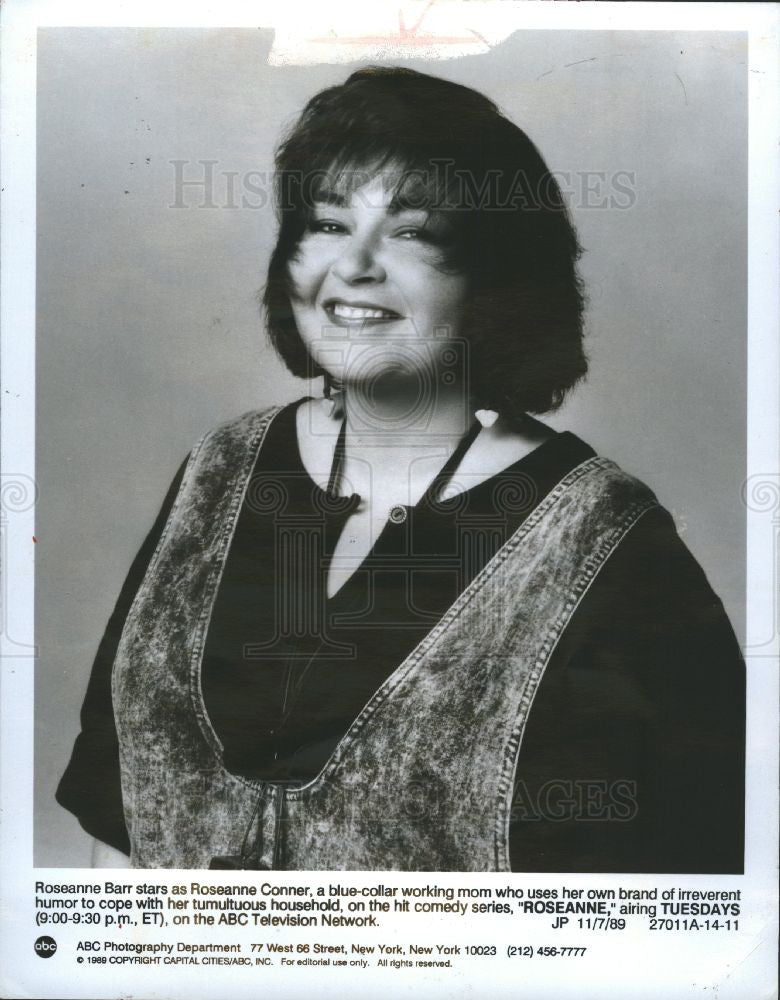 1989 Press Photo Roseanne Barr ABC TV comedy actress - Historic Images