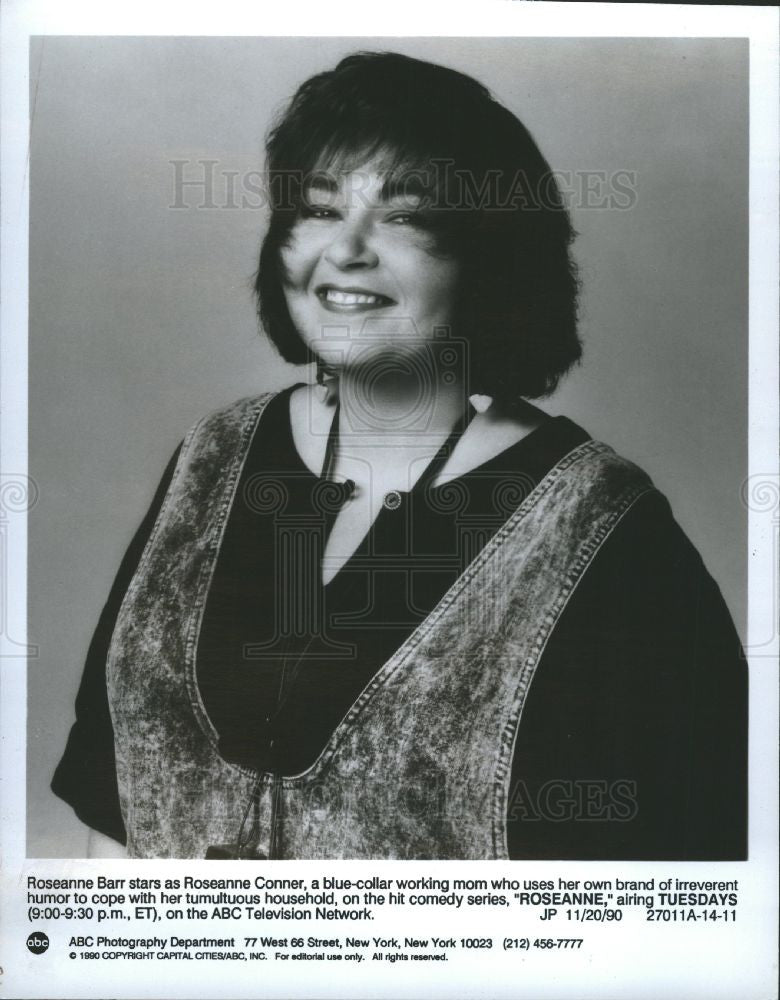 1990 Press Photo ROSEANNE comedian emmy award winner - Historic Images