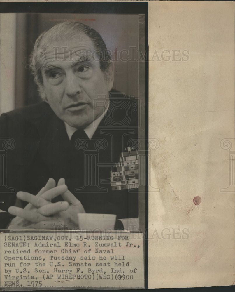 1977 Press Photo Admiral Elmo - Running for Senate - Historic Images