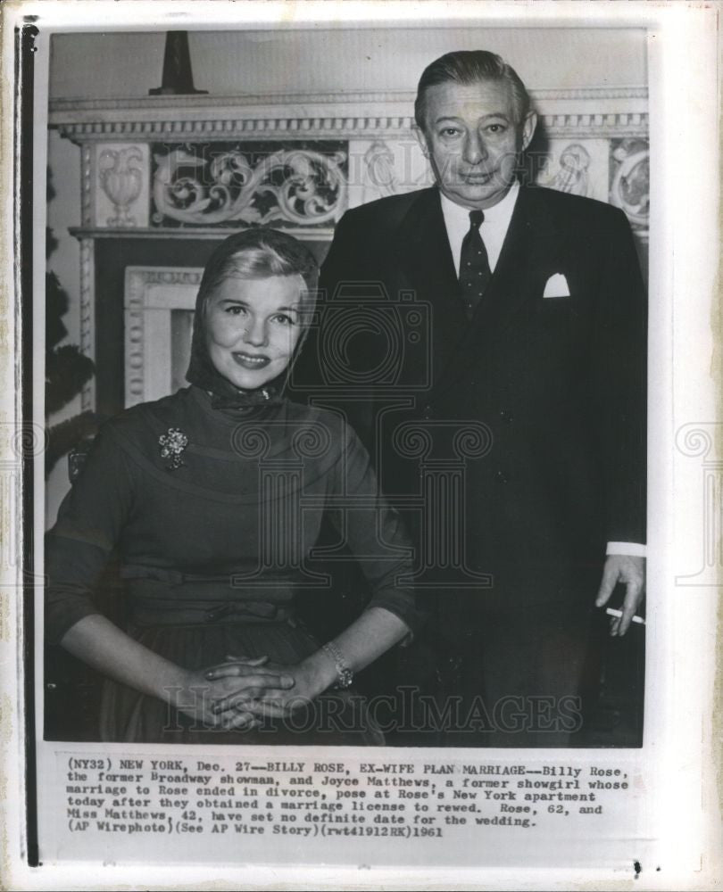 1962 Press Photo Billy Rose Joyce Matthews Marriage - Historic Images